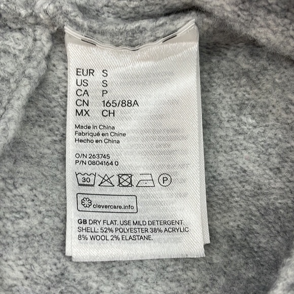 Pringle of Scotland x H&M Women’s Sweater S Grey Neon Yellow Cuff Hood Drawcord - Picture 9 of 16